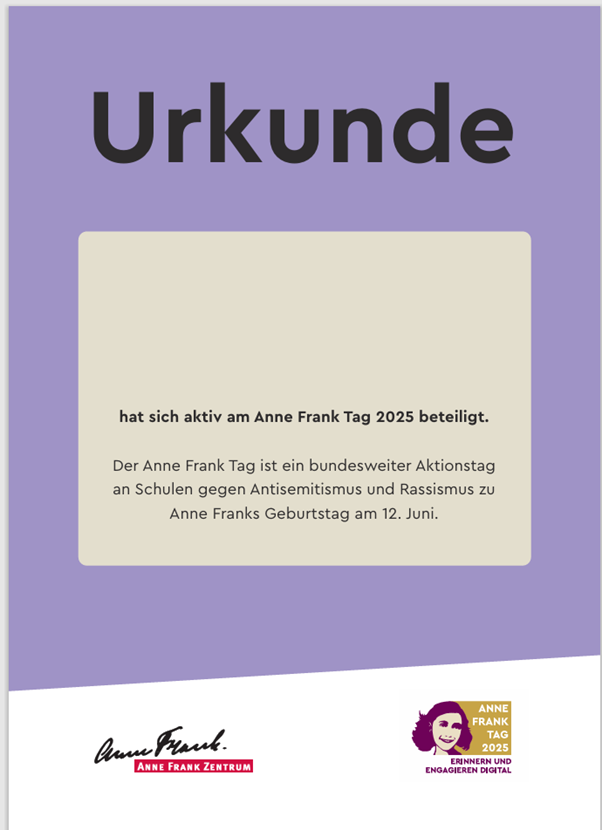 Edertalschule beteiligte sich am bundesweiten Anne Frank Tag